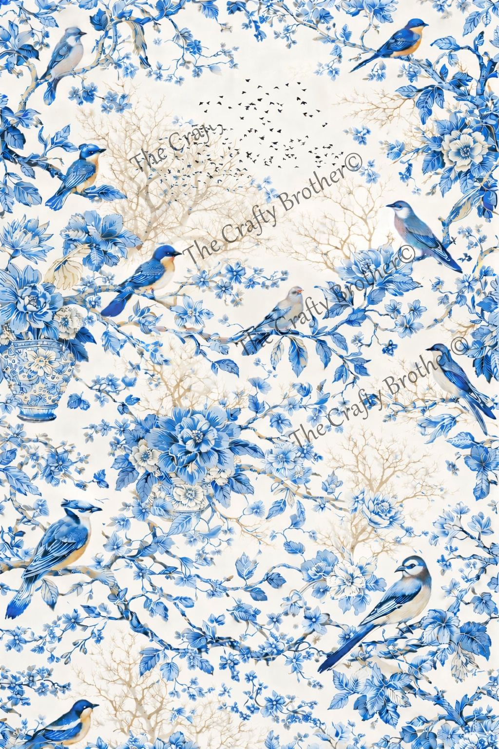 Blue Flowers, Bright Skies, Beautiful Birds portrait