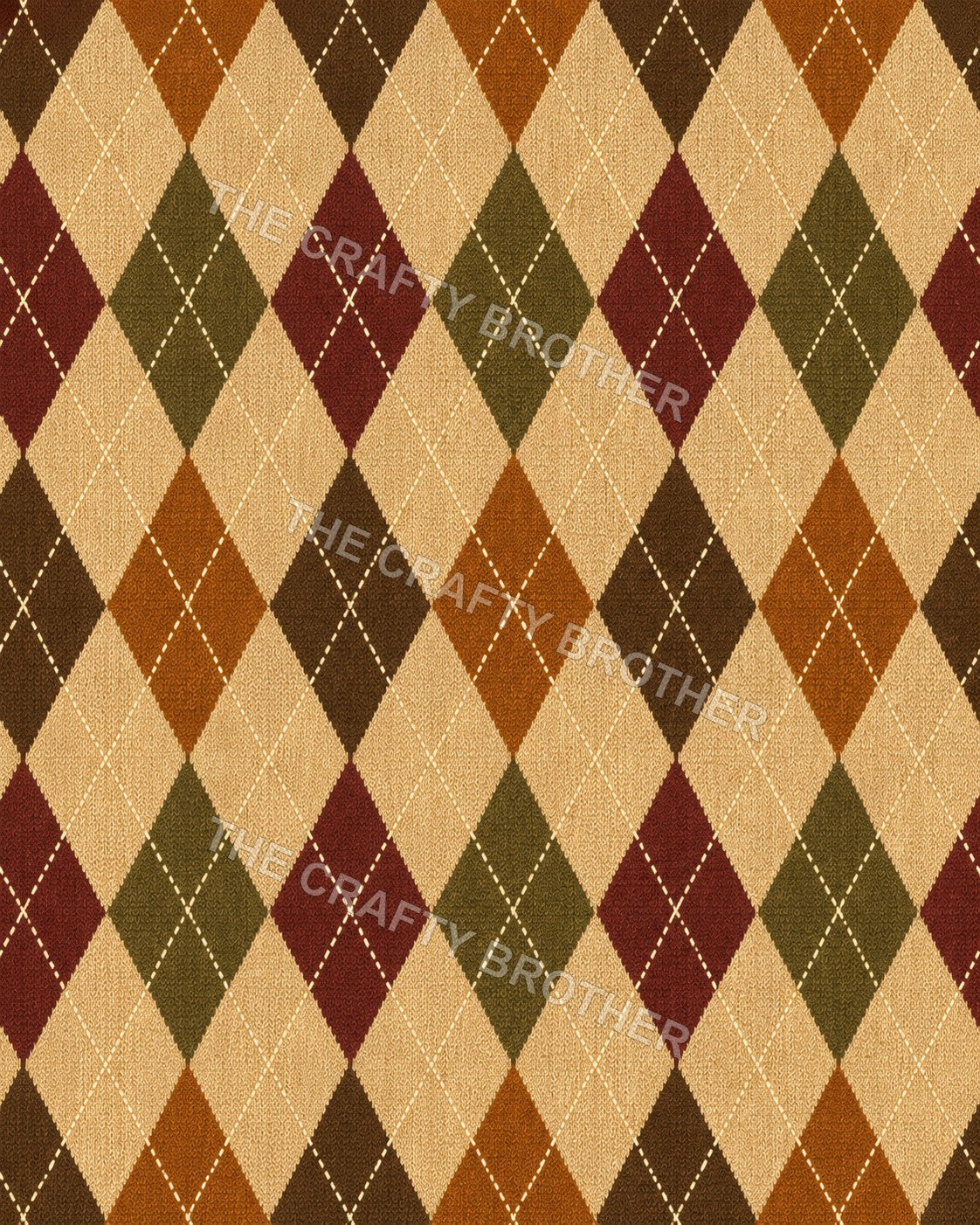 Harvest argyle pattern in burgundy, olive, orange, brown, and cream
