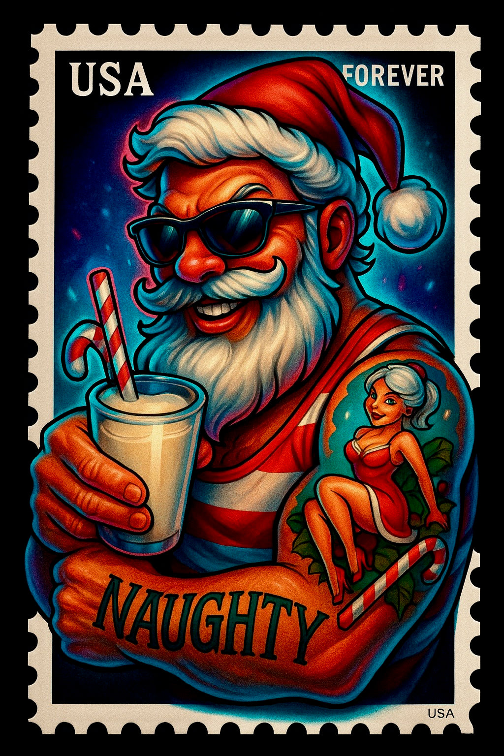 Naughty Santa Stamp