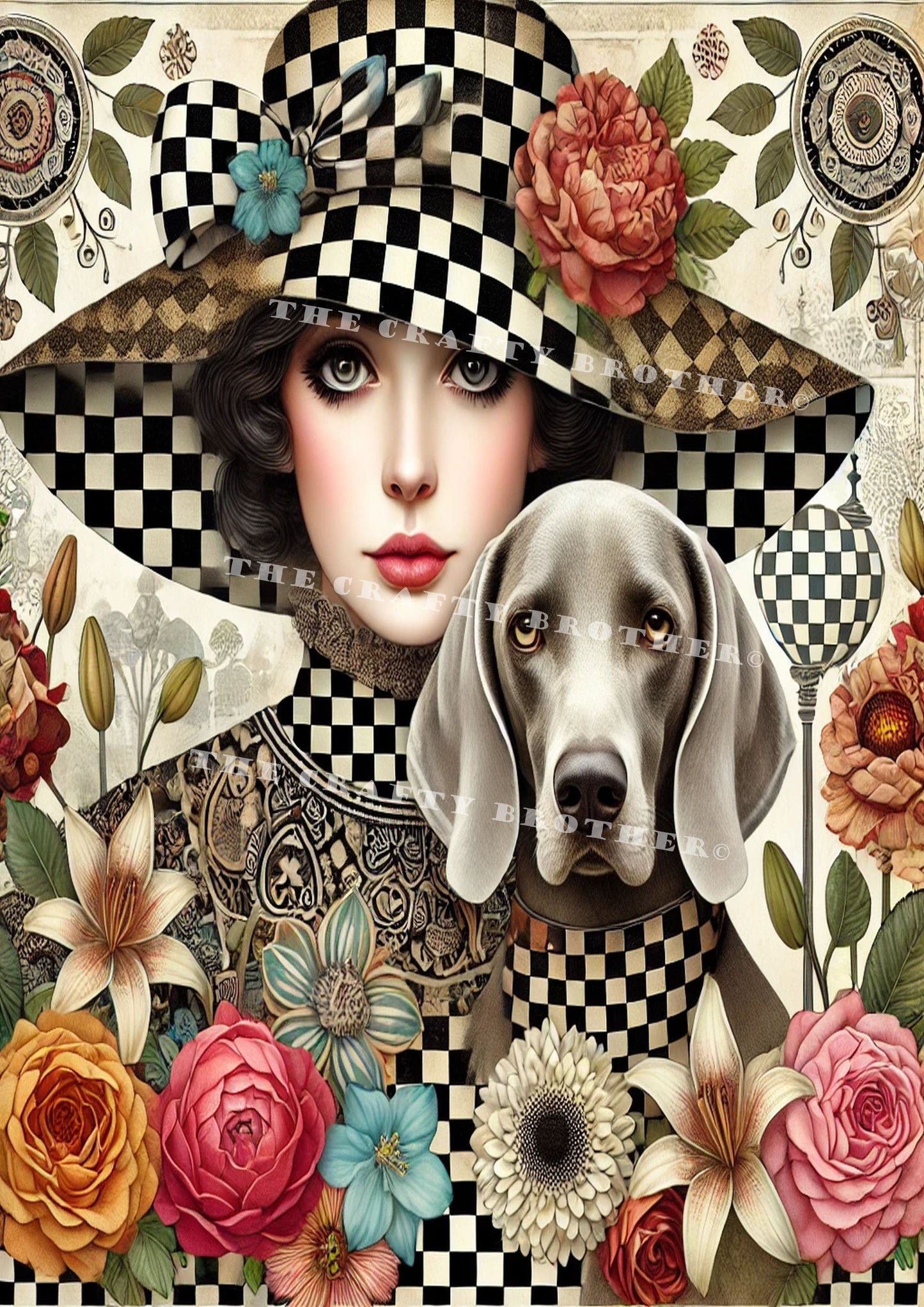 The Checkered Girl With her Weim