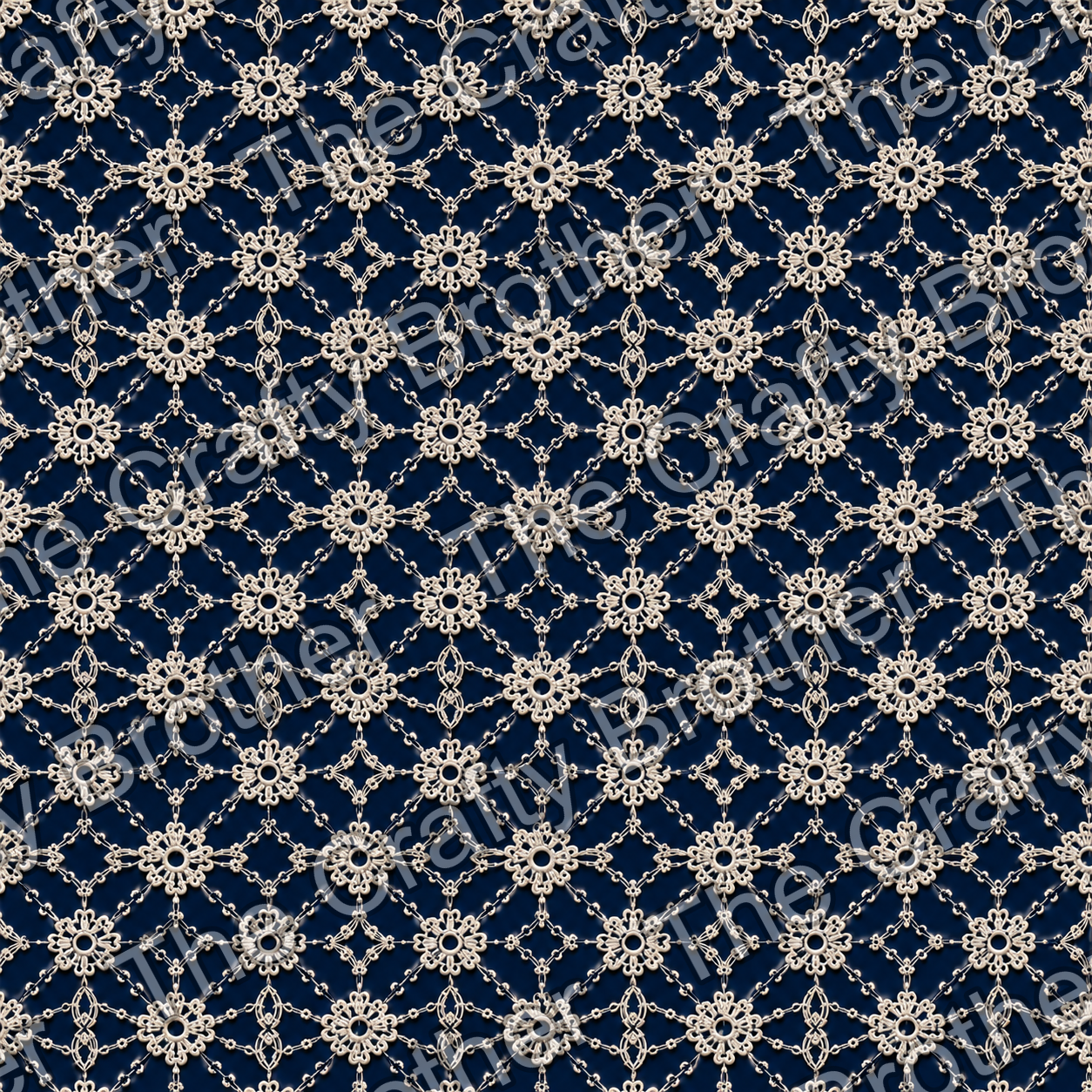 White Lace Blue Background