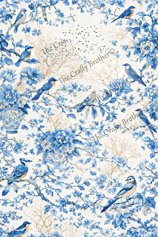 Blue Flowers, Bright Skies, Beautiful Birds portrait