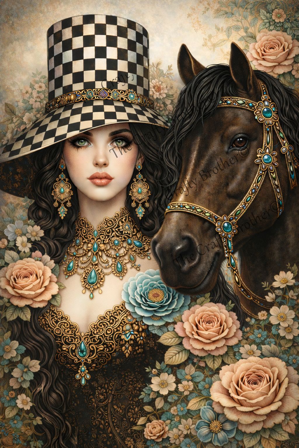 Checkered Girl and Her Horse