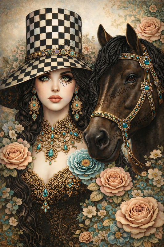 Checkered Girl and Her Horse