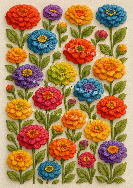 Embroidered Zinia