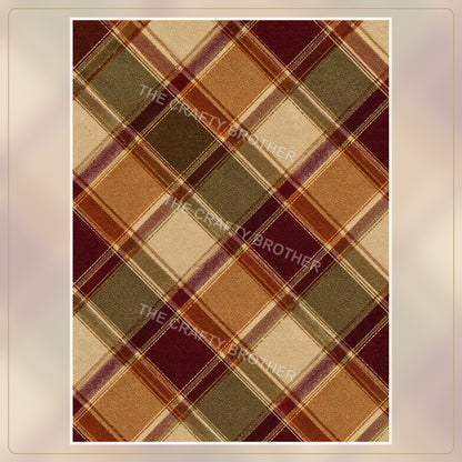 Rustic autumn plaid pattern in burgundy, olive, brown, and cream