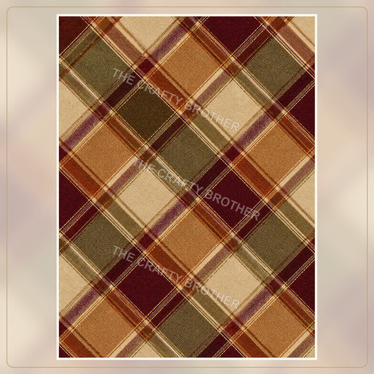 Rustic autumn plaid pattern in burgundy, olive, brown, and cream