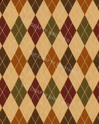 Harvest argyle pattern in burgundy, olive, orange, brown, and cream