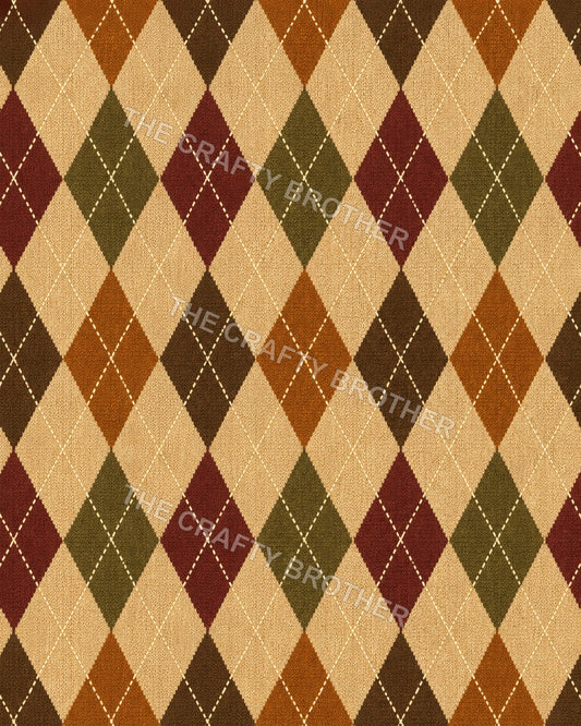 Harvest argyle pattern in burgundy, olive, orange, brown, and cream