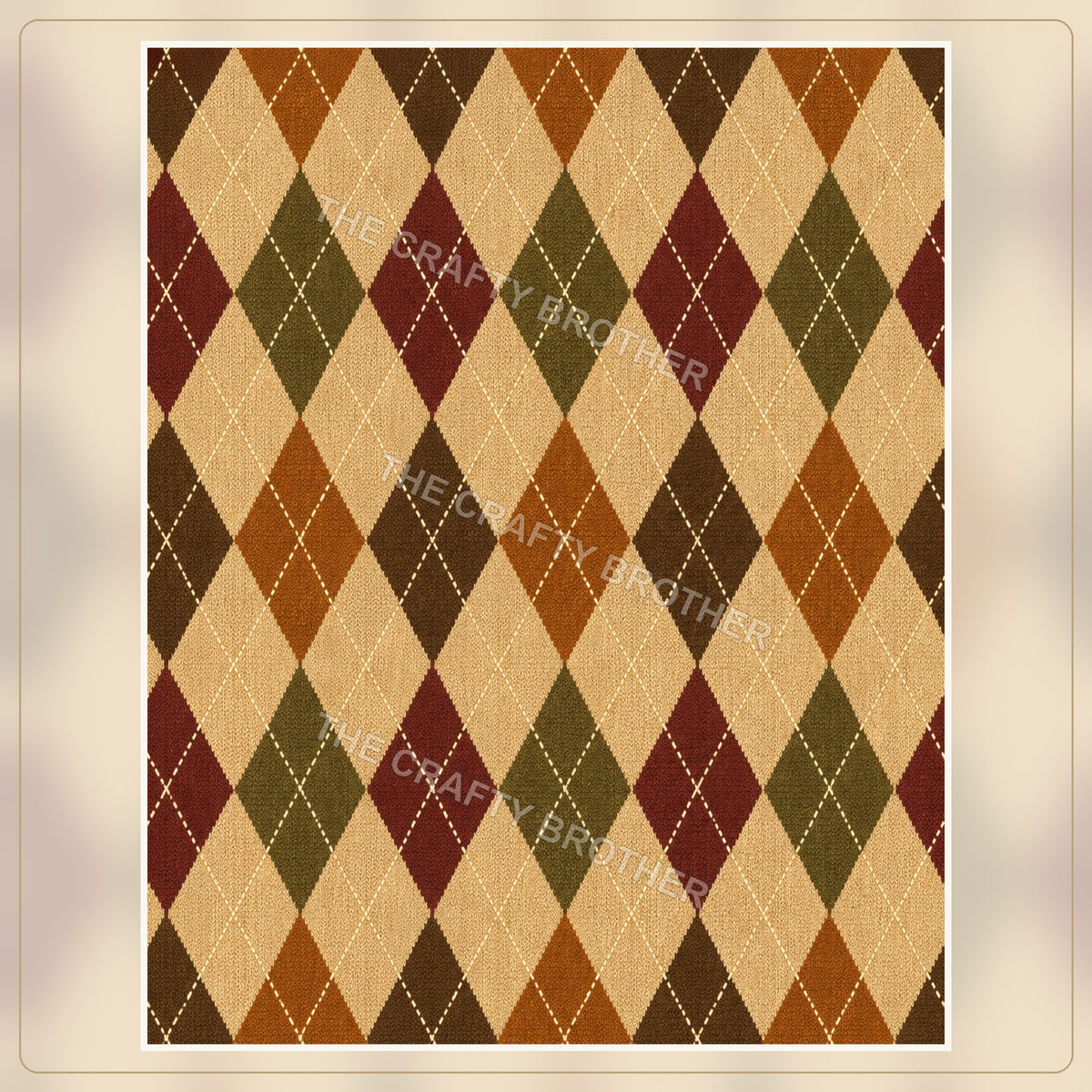 Harvest argyle pattern in burgundy, olive, orange, brown, and cream