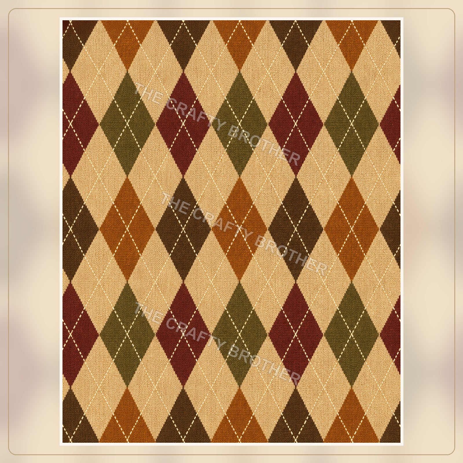 Harvest argyle pattern in burgundy, olive, orange, brown, and cream