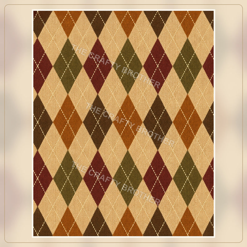 Harvest argyle pattern in burgundy, olive, orange, brown, and cream