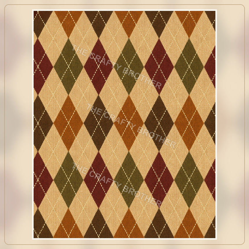 Harvest argyle pattern in burgundy, olive, orange, brown, and cream