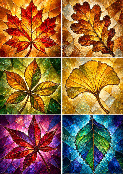 Autumn Leaves Stained Glass Six Design Sheet artwork by The Crafty Brother