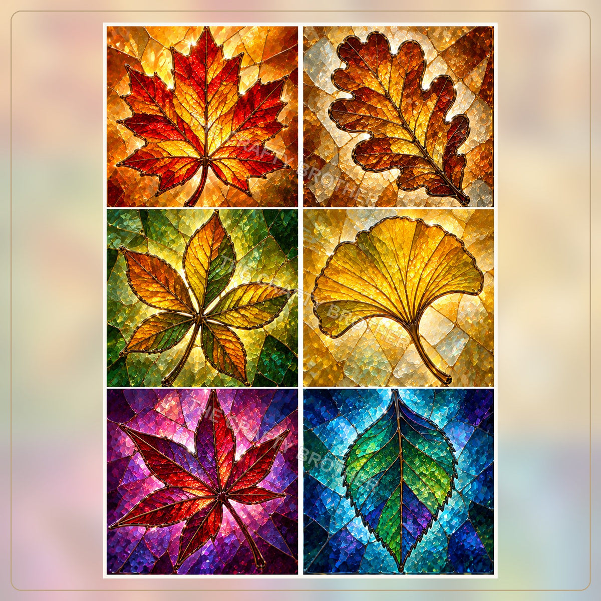 Autumn Leaves Stained Glass Six Design Sheet artwork by The Crafty Brother