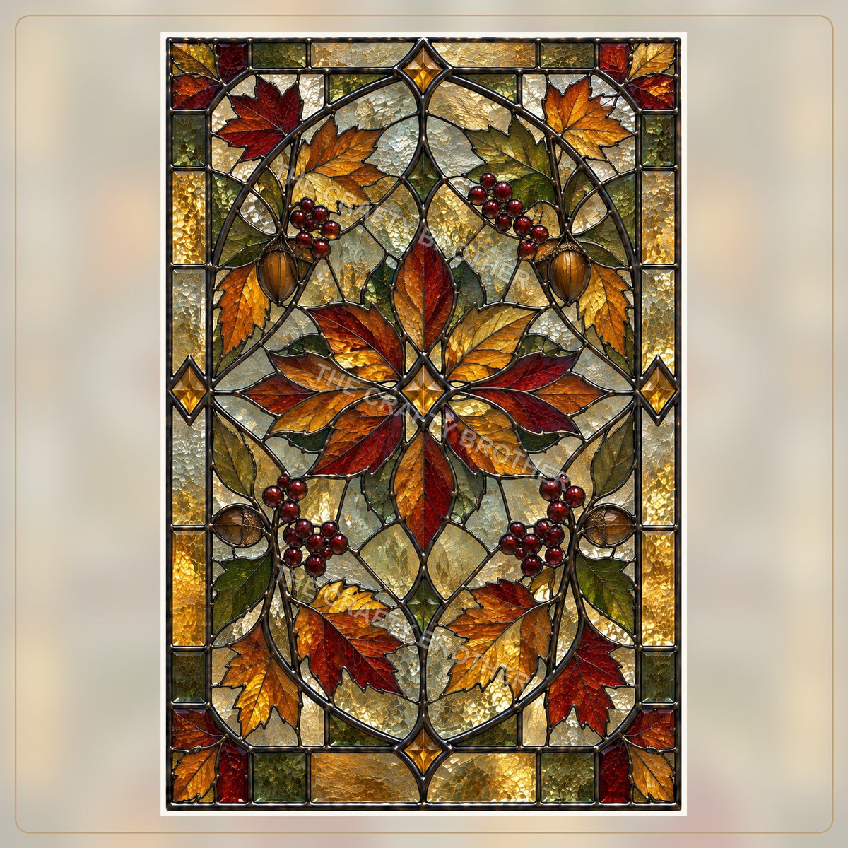 Autumn Foliage Stained Glass Window artwork by The Crafty Brother