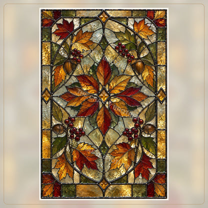 Autumn Foliage Stained Glass Window artwork by The Crafty Brother