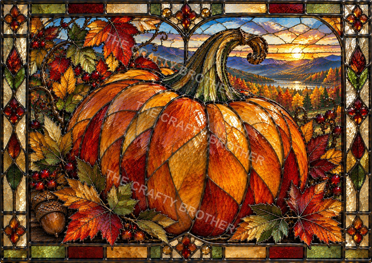Blue Ridge Harvest Pumpkin Stained Glass artwork by The Crafty Brother