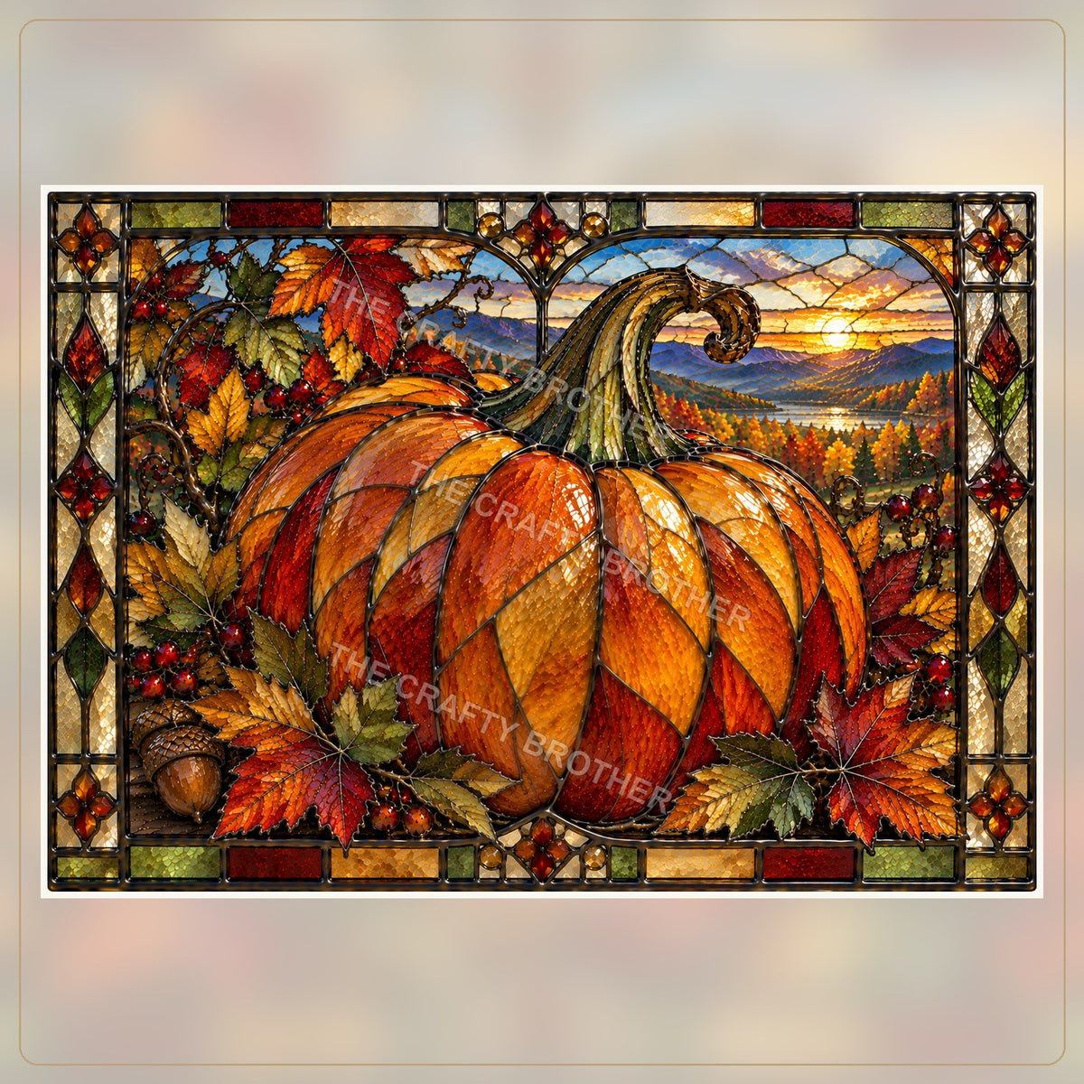 Blue Ridge Harvest Pumpkin Stained Glass artwork by The Crafty Brother