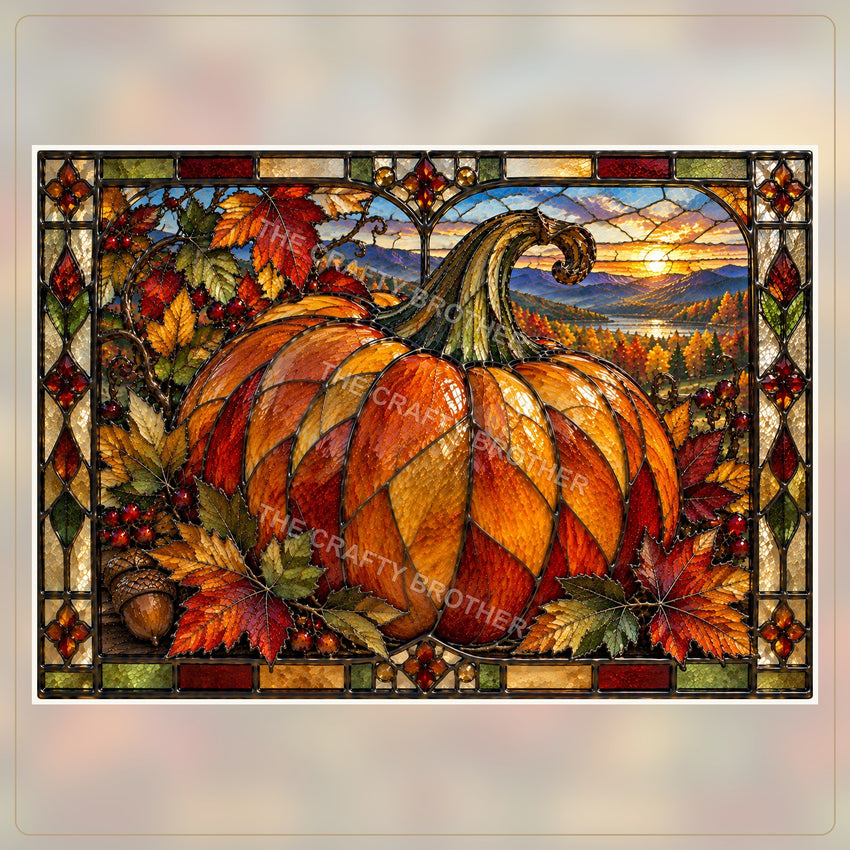 Blue Ridge Harvest Pumpkin Stained Glass artwork by The Crafty Brother