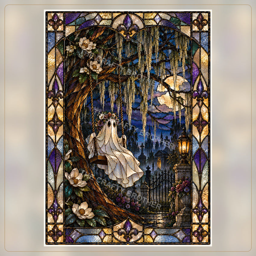 Moonlit Southern Ghost Swing Stained Glass artwork by The Crafty Brother