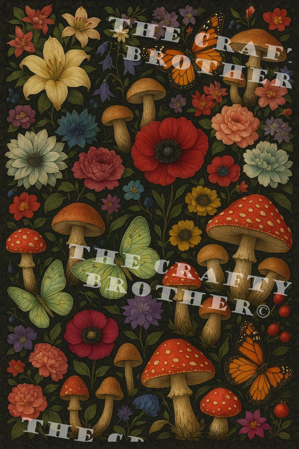 Mushroom and Poppies
