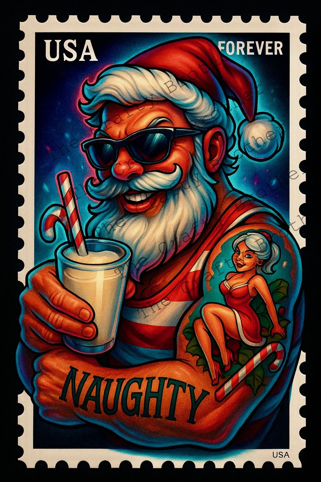 Naughty Santa Stamp