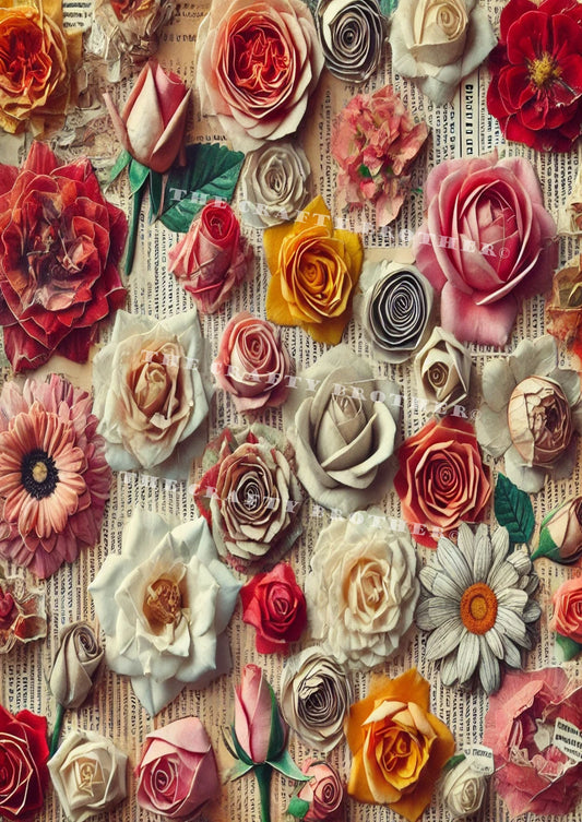 Red and White Paper Flowers