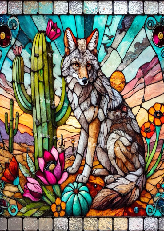 Stained Glass Coyote