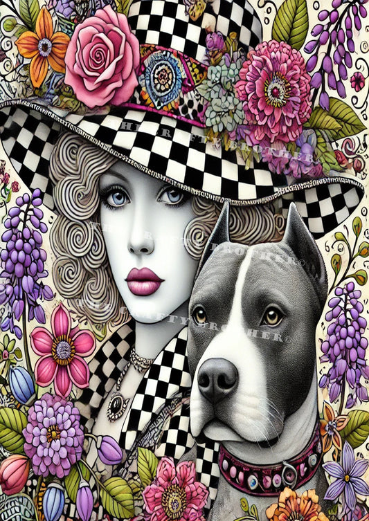 The Checkered Girl With Her Dog