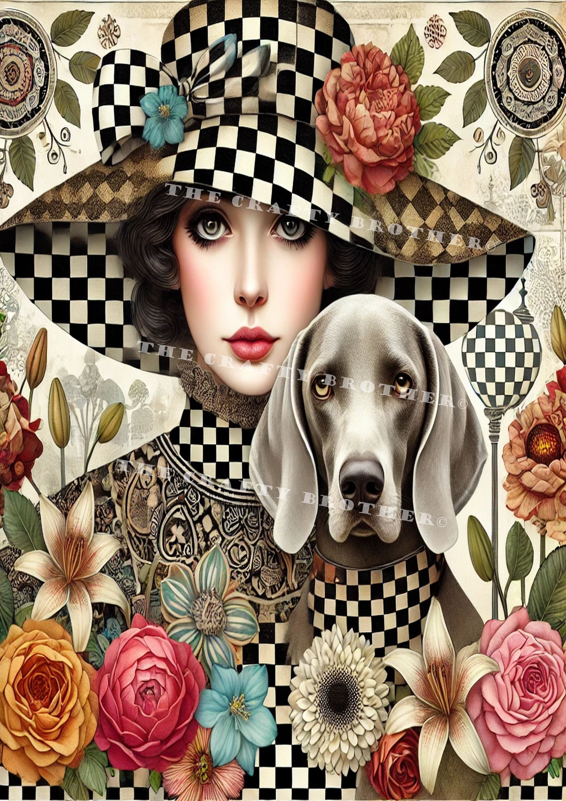 The Checkered Girl With her Weim