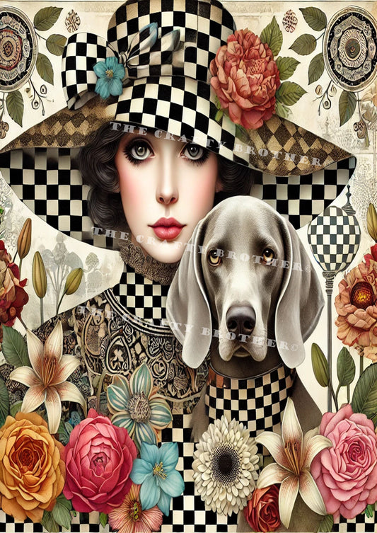 The Checkered Girl With her Weim
