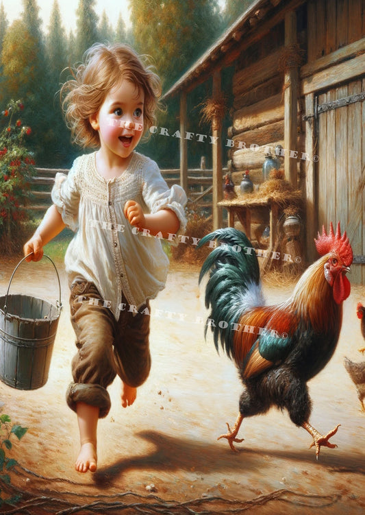 The Girl and Her Rooster