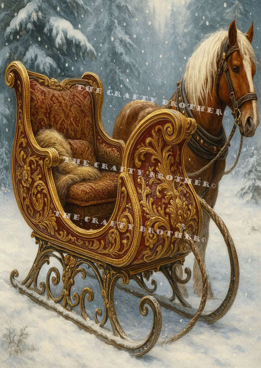 Winter Sleigh with Horse