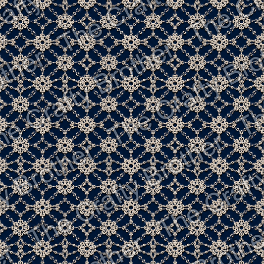 White Lace Blue Background